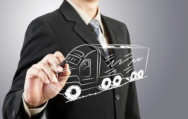 Hombre de negocios dibujar camión transporte Imagen De Stock