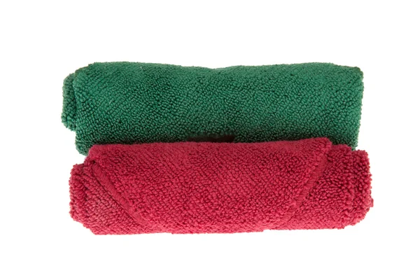 Asciugamani colorati rotoli su sfondo bianco — Foto Stock