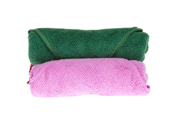 Kolorowe ręczniki rolki na białym tle — Zdjęcie stockowe