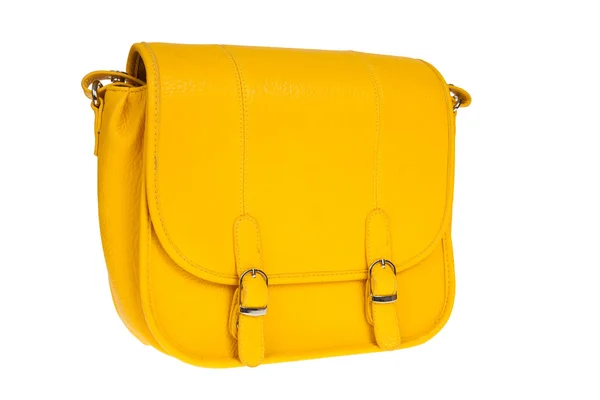 Gelbe Frauentasche isoliert auf weißem Hintergrund — Stockfoto
