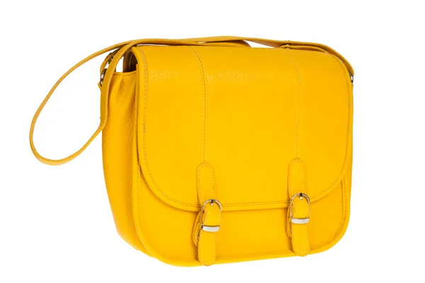 Sárga női táska a elszigetelt fehér háttér — Stock Fotó
