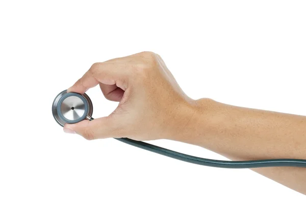 Stethoscope and hand — Stock Photo, Image
