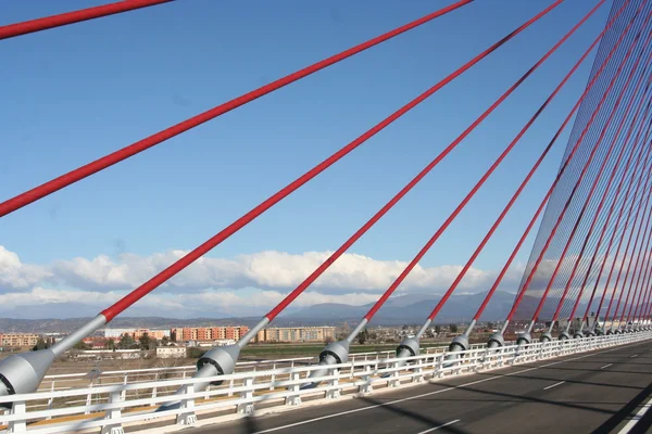 The cable-stayed bridge Talavera, a construction a dimension of 185 m — Stock Photo, Image