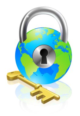 Lock and Key Globe clipart