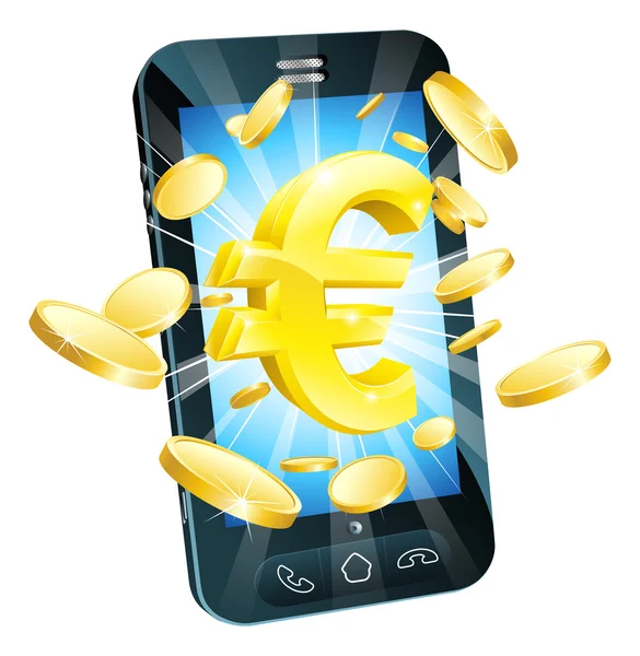 ユーロのお金の携帯電話のコンセプト — ストックベクタ