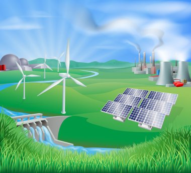 Electricity or power generation methods clipart