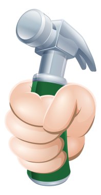 Hand holding hammer clipart