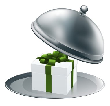 Gift on a silver platter clipart