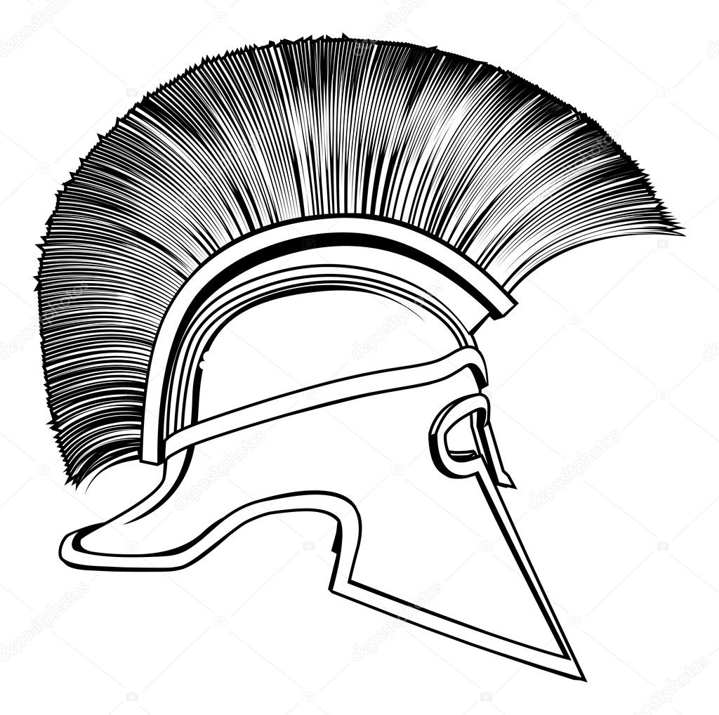 Black and White Ancient Greek Warrior Helmet
