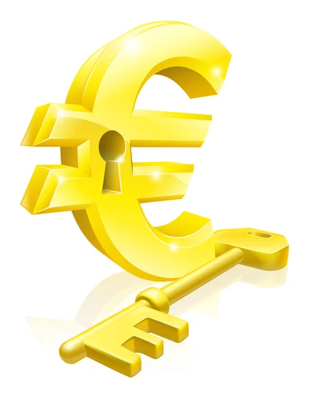 Euro conceito chave bloqueio — Vetor de Stock