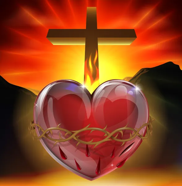 Ilustracja Najświętszego Serca Pana Jezusa — Wektor stockowy
