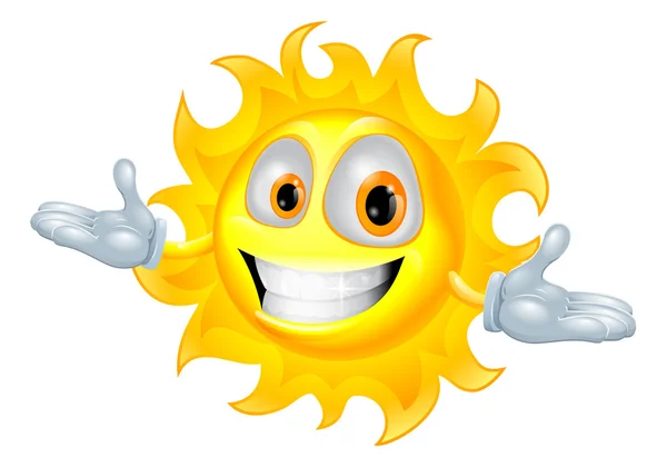 Bonito mascote de sol personagem dos desenhos animados — Vetor de Stock