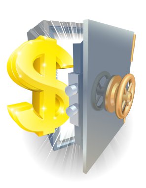 Safe with gold dollar sign clipart