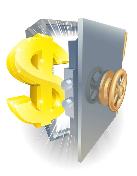 Veilig met gouden dollarteken — Stockvector