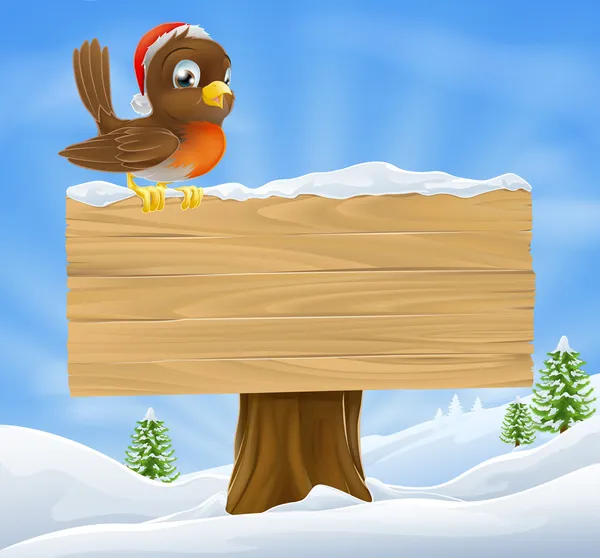 Christmas robin sign background — Stock Vector