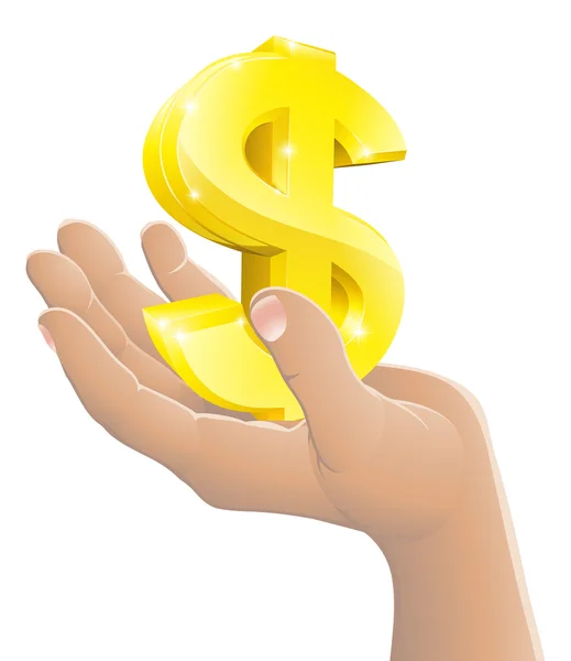 Dólar no conceito de mão — Vetor de Stock