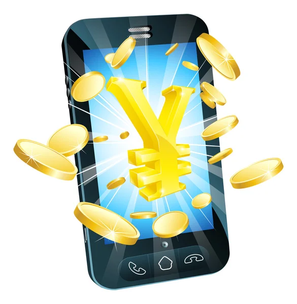 Yen money phone concept — Stock Vector