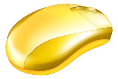 Golden Computer Mouse Illustration clipart