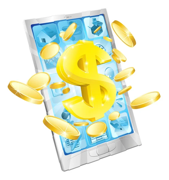 Dollar money phone concept — Stock Vector