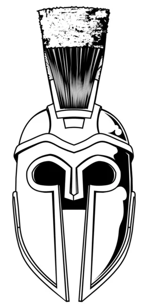 Monochrome Spartan helmet illustration — Stock Vector