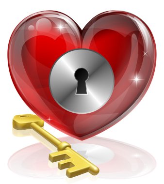 Heart lock and key clipart