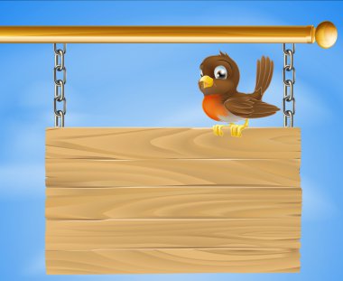 Bird on wood sign clipart