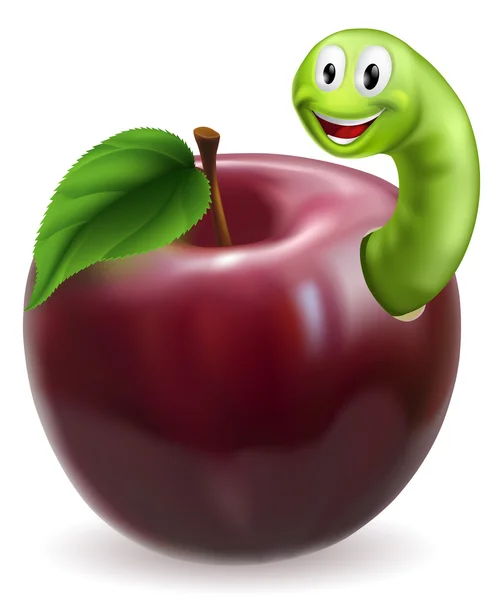 Sevimli tırtıl elma — Stok Vektör