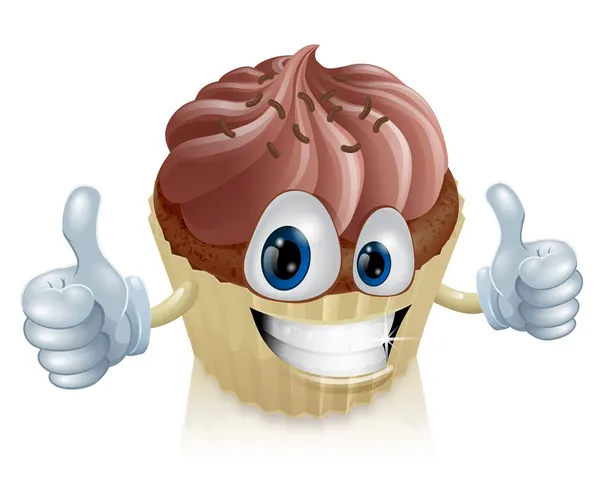 Chocolate cupcake mascot — Stock Vector