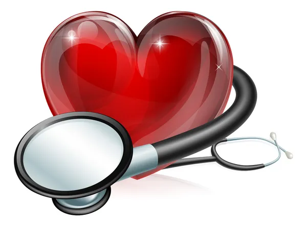 Símbolo cardíaco e estetoscópio —  Vetores de Stock
