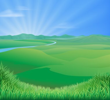 Rural landscape illustration clipart