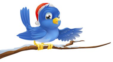 Christmas bluebird pointing clipart