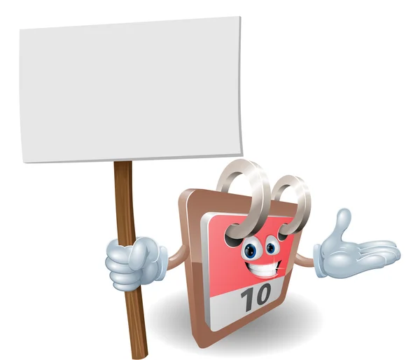 Cute calendar character holding a sign — Stock Vector
