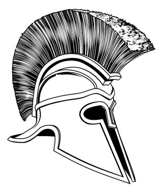 Black and White Trojan Helmet clipart