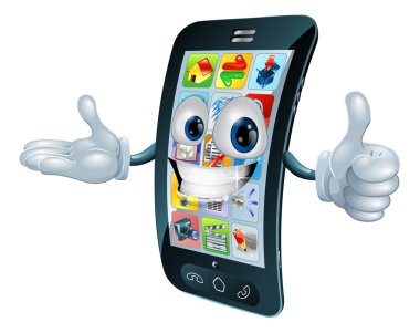 Cell phone man character clipart