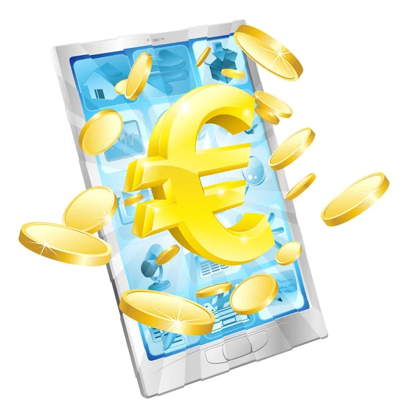 Koncepcja telefonu pieniądza euro — Wektor stockowy