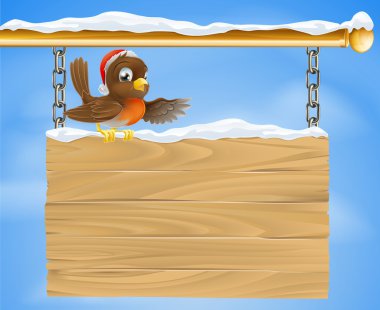 Christmas sign robin bird clipart