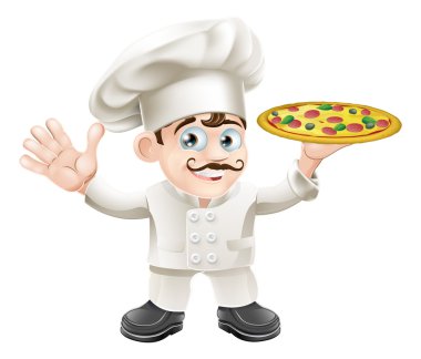 Italian pizza chef cartoon clipart