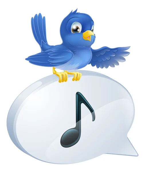 Bluebird muzieknoot tekstballon — Stockvector