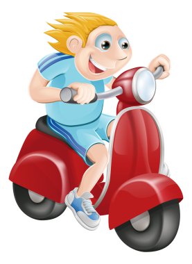 Happy man on his moped clipart