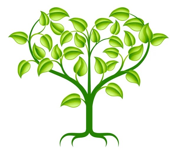 Ilustración verde del árbol del corazón — Archivo Imágenes Vectoriales