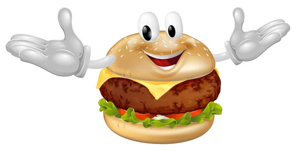 Hamburger mascotte man — Stockvector