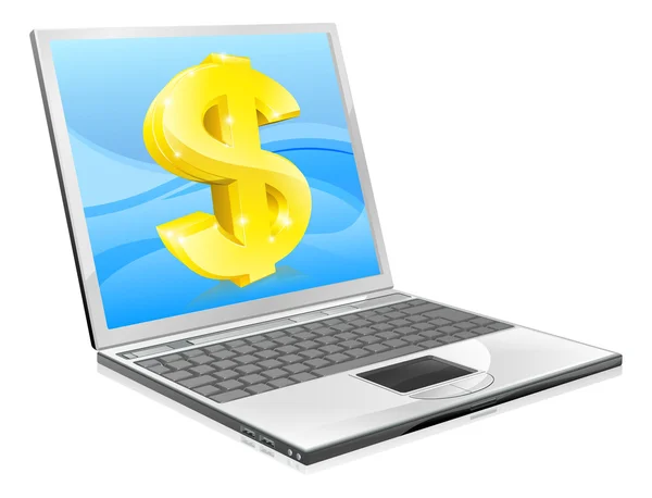 Laptop Δολάριο χρήματα έννοια — Διανυσματικό Αρχείο