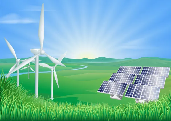 Ilustración de energías renovables — Vector de stock