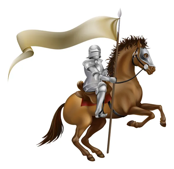 Knight with spear and banner — Stock Vector