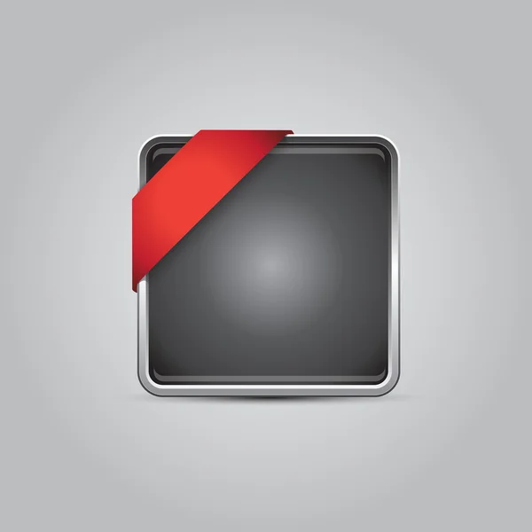 Порожня сіра кнопка зі стрічкою червоного кута — стоковий вектор