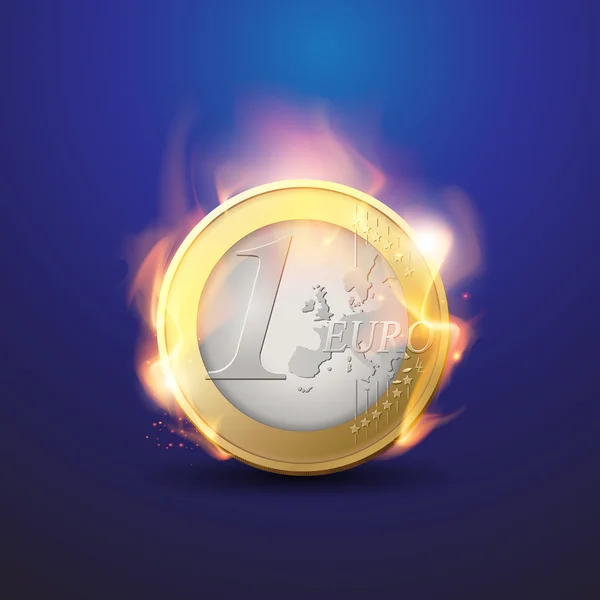 Crisi dell'euro - concetto finanziario - euro bruciante — Vettoriale Stock