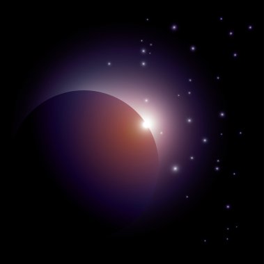 Deep space - Earth with rising sun clipart