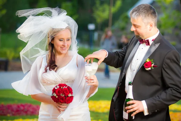 Ünneplése az esküvő, a fiatal pár — Stock Fotó
