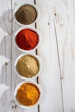 Colorful spices in small bowl clipart