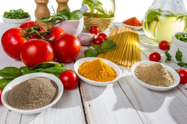 Ingredients for a healthy meal clipart